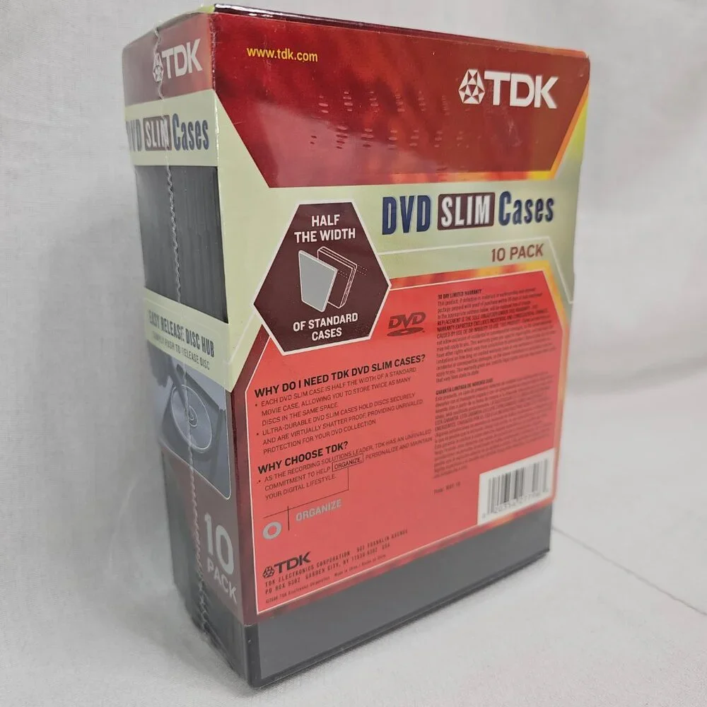 NEW - TDK 10 PACK Durable DVD Slim Cases Storage